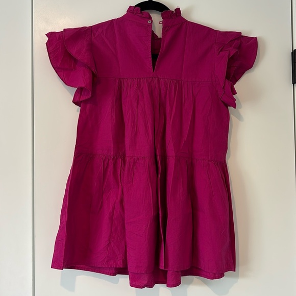 Maeve Pink Ruffle Sleeve Cotton Top - XS - Picture 3 of 5